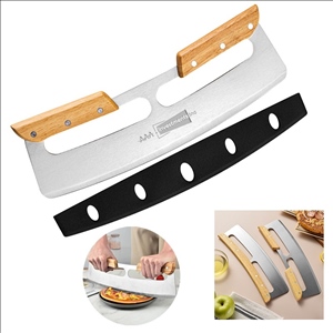 Pizza Cutter Rocker with Wooden Handles